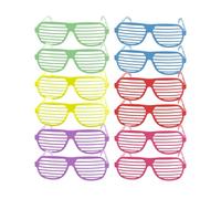 Bojueshaw 12pcs Neon Shutter Shades Glasses,80s Party Glasses,Retro Disco Sunglasses for Costume Parties, Photo Booth Props & Festival Accessories