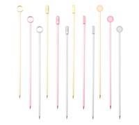Bojueshaw 12Pcs Stainless Steel Cocktail Picks,Reusable Metal Fruit Sticks,Martini Skewers for Drinks,Barbecue,Appetizers
