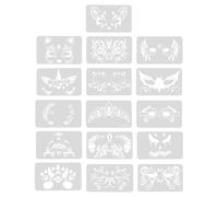 Bojueshaw 16pcs Reusable Face Painting Stencil Set,Body Paint Templates for Kids & Adults,Halloween Makeup Festival DIY Art