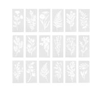 Bojueshaw 18Pcs Reusable Nature Flower Stencils,Flower Hollow Drawing Board,Floral & Leaf Templates for Wood Painting DIY Art Card Scrapbook
