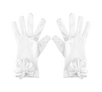 Bojueshaw 1pair Little Girls Satin Bow Gloves,Princess Style Formal Stretchy Gloves for Weddings,First Communion & Dress-Up