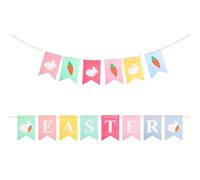 Bojueshaw 1Set Easter Party Hanging Bunting,Happy Easter Banner,Bunny Banner Home Decor,Party Bunting Spring Fling Decorations