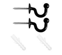 Bojueshaw 2 Pack Elegant Curtain Tie Back Hooks,U Shaped Metal Curtain Holdbacks for Drapes Clothes Hats Hat Key Towe(Black)