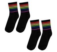 Bojueshaw 2 Pairs Rainbow Crew Socks,Cotton Unisex Colorful LGBT Socks,Gay Athletic Sport Socks,Retro Crew Socks LGBTQ Accessories Apparel(Black)