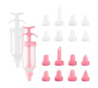 Bojueshaw 2 Sets Icing Syringe Decorating Kit,Cake Decorating Tools with Nozzles,Reusable Frosting Piping Set for DIY Baking & Cupcakes