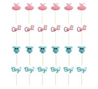 Bojueshaw 24pcs Boy or Girl Glitter Cupcake Toppers,Reveal Cupcake Picks,Cake Decorations for Baby Shower Kids Birthday Party