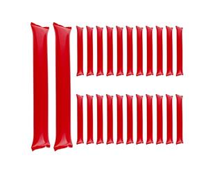 Bojueshaw 24pcs Inflatable Thunder Sticks,Team Spirit SticksPlastic Boom Cheering Noisemakers for Sports Games & Parties(Red)