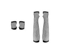 Bojueshaw 2pairs Fingerless Fishnet Gloves Set,Long & Short Nylon Mesh Gloves,80s Retro Hand Accessoriesfor Dance Disco Costume Parties Supplies(Black)