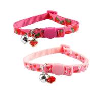 Bojueshaw 2pcs Adjustable Cat Collars with Bells,Breakaway Safety Kitten Collars,Fruit Pattern Quick Release Collar for Small to Medium Cats(19-30cm)