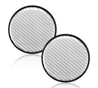 Bojueshaw 2pcs Carbon Fiber Car Cup Pad,Shiny Diamond Anti-Slip Beverage Pad,Circular Design,Suitable for Most Car Models(Silvery)