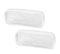 Bojueshaw 2pcs Clear Pencil Case,Waterproof PVC Zippered Pencil Case,Makeup Toiletries Bag,Pouch Organizer for Stationery,Toiletries,Makeup