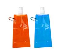 Bojueshaw 2pcs Collapsible Water Bottles,Reusable Foldable Water Pouches with Carabiner Clip,Lightweight Drinking Bag for Hiking,Cycling & Travel(Blue&Orange)