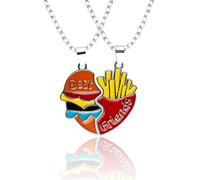 Bojueshaw 2pcs Cute Matching Pendant Necklaces,Burger and Fries Friendship Necklace,BFF Necklace Gift for Friends,Couples,Birthday