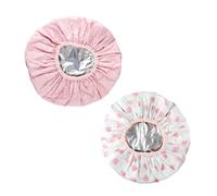 Bojueshaw 2pcs Deep Conditioning Heat Caps,Steam Caps,Double Layer Waterproof Hair Treatment Cap for Hot Oil & Coloring(Pink Series)