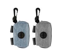 Bojueshaw 2pcs Dog Poop Bag Holder,Portable Dog Waste Bag Dispenser with Hook Clip,for Walking, Outdoor,Travel,Pet Lovers(Grey&Blue)