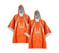 Bojueshaw 2pcs Emergency Survival Ponchos,Thermal Mylar Blankets with Hood,Waterproof,Windproof & Heat Retaining for Outdoor,Hiking,First Aid Kits