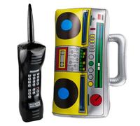Bojueshaw 2Pcs Fun 80s Party Set,Inflatable Boom Boxes & Big Retro Phone,Inflatable Party Decorations Favors,Novelty Fancy Dress Prop