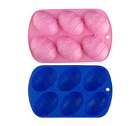 Bojueshaw 2pcs Funny Easter Egg Mold,6 Cavity Easter Egg Shape Silicone Mold,Cake Baking Moulds for Chocolate,Pastry,Cake,Muffin,Ice
