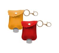 Bojueshaw 2PCS Hand Sanitiser Keychain Holders,Portable Refillable Hand Gel Dispensers,Empty Squeeze Bottles for Bags,Purses,Travel(Black&Pink)