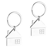Bojueshaw 2pcs Home Keychain,House Shaped Keyring, New Home Keyring Style,Metal Matching Keyring for Friends Couples and Family