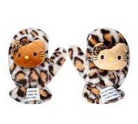Bojueshaw 2PCS Leopard Print Winter Gloves Set -Thickened Windproof & Warm Gloves with Neck Warmer, Full-Finger Design, Soft Plush for Winter Protection, Vibrant Colour