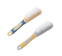 Bojueshaw 2pcs Long Handle Soft Bristle Shoe Cleaning Brush,Multi-Purpose Shoe Scrubber for Boots,Clothes,Cookware(Blue&Orange)