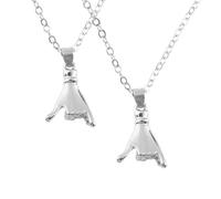 Bojueshaw 2PCS Matching Promise Couple Necklaces,Pull Hook Pendant Necklaces,Romantic Gift for Couples & Best Friends(Silver)