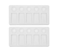 Bojueshaw 2pcs Paint Palettes,Flat Gouache Wet Palette,10 Well Plastic Mixing Trays for Watercolor,Acrylic & Oil Painting (19x11.5cm)