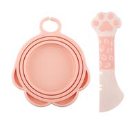 Bojueshaw 2pcs Pet Food Can Spoon Cover,Cute Paw Shape Universal Can Lids with Spoons,Universal Silicone Tin Can Lids for Dog Food Cat Food