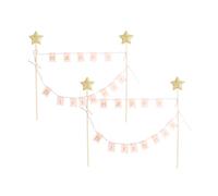 Bojueshaw 2pcs Pink Cake Topper Set,Happy Birthday Bunting Banner,Gold Star Decorations for Kids Birthday Parties,Baby Showers