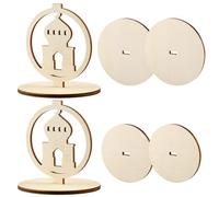 Bojueshaw 2PCS Ramadan Candle Holder Decor - Wooden Tabletop Decoration for Eid and Ramadan Mubarak, Wood for Festive Dining and Home Display(Star)