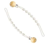 Bojueshaw 2pcs Silicone Dummy Clips with Wooden Design,BPA Free One Piece Pacifier Holder Clips for Most Types of Nipple