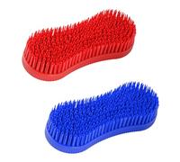 Bojueshaw 2pcs Silicone Horse Grooming Brushes,Soft Equestrian Massage & Cleaning Tool,Portable Brush for Horse Care(Red,Blue)