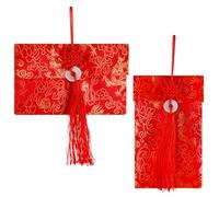 Bojueshaw 2PCS Silk Red Cloth Envelope - Traditional Wedding & New Year Money Holder, Large Size, Elegant Satin Fabric for Wedding Gifts and Celebrations(Jade Knot)