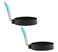 Bojueshaw 2pcs Stainless Steel Egg Rings,Frying Egg Ring Mold with Anti-Scald Folding Handle,Non Stick Egg Rings for Egg Frying,Shaping,Pancakes,Mini Burger