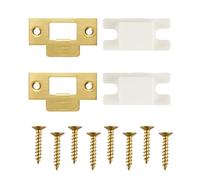 Bojueshaw 2PCS Stainless Steel Latch Lock Plate for Wooden Doors - Replacement and Repair Plate for Bedroom and Room Locks(Gold)