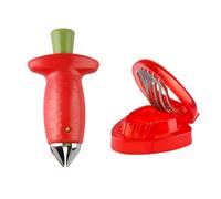 Bojueshaw 2Pcs Strawberry Huller,Stainless Steel Strawberry Stem Remover and Slicer for Cutting Petiole,Baking,Jam Making