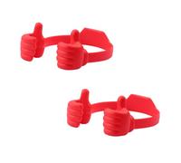 Bojueshaw 2Pcs Thumbs Up Phone Stand,Portable Fun Silicone Lazy Phone Holder,Universal Adjustable Cell Stand for Her Kids Teens Girls(Red)