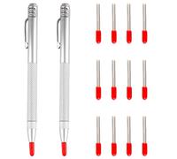 Bojueshaw 2pcs Tungsten Carbide Scriber,Aluminium Etching Engraving Pen,Scribe Tool Etching Penwith 12 Replacement Marking Tip,for Glass,Ceramics,Metal Sheet