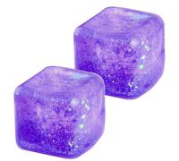Bojueshaw 2PCS Unique Square Squeeze Stress Reliever - Realistic Ice Cube Design for Fun Pressure Relief - Ideal for Parties and Stress-Reducing Play(Starry Sky Purple)