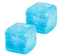 Bojueshaw 2PCS Unique Square Squeeze Stress Reliever - Realistic Ice Cube Design for Fun Pressure Relief - Ideal for Parties and Stress-Reducing Play(Broken Ice Blue)