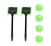 Bojueshaw 2pcs Windscreen Cleaner with 4 Washable Microfiber Pads,180° Swivel Head Car Window Demister Tool for Fog Moisture Removal(Green)