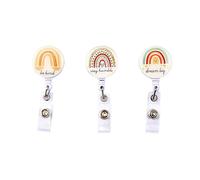 Bojueshaw 3 Pcs Rainbow Retractable Badge Reels,Durable ID Card Holder,Reel Clipss for Office,School,Nurse,Teacher,and Student Use(Style B)