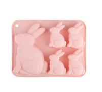 Bojueshaw 3D Bunny Mold,5 Cavities Easter Bunny Silicone Mold,Rabbit Baking Mould for Chocolate,Candle,Soap,Cake,Jelly