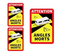 Bojueshaw 3pcs Angles Morts Blind Spot Warning Stickers,Waterproof Safety Signs for Motorhomes and Vans,Adhesive Labels for Driver Visibility,Road Awarenes