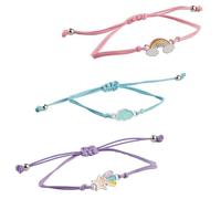 Bojueshaw 3PCS Children's Rainbow Cloud & Star Friendship Bracelet - Adjustable Colorful Woven Hand Strap, Ideal for Friendship and Graduation