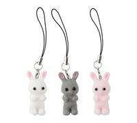 Bojueshaw 3pcs Cute Bunny Phone Charms,3D Felt Kitten Keychain,Kawaii Fluffy Pendant for Bag,Camera Decoration