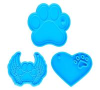 Bojueshaw 3pcs Dog Paw Shape Heart Silicone Moulds,Blue Pet Paw Shape Silicone Mold,Silicone Moulds for Resin for DIY Keychain Pendant Craft,Chocolate