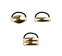 Bojueshaw 3pcs Gold Hair Cuffs Set,Elegant Metal Ponytail Holders with Elastic Bands for Women,Glossy Hair Accessories for Long Hair