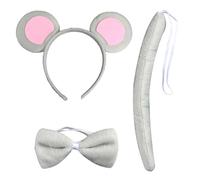 Bojueshaw 3pcs Mouse Costume Set,Cosplay Kit,Mouse Ears Headband,Tail,and Bowtie for Fancy Party Dress Up Costume Halloween Birthday Party